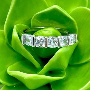 Diamonique 1.25 Carat 5 Stone Band Ring Size 9 NIB